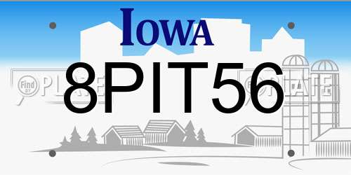 8PIT56 Iowa License Plate