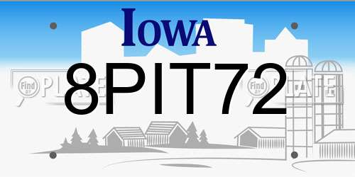 8PIT72 Iowa License Plate