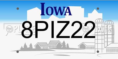 8PIZ22 Iowa License Plate