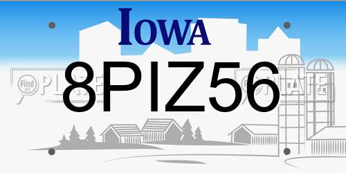 8PIZ56 Iowa License Plate