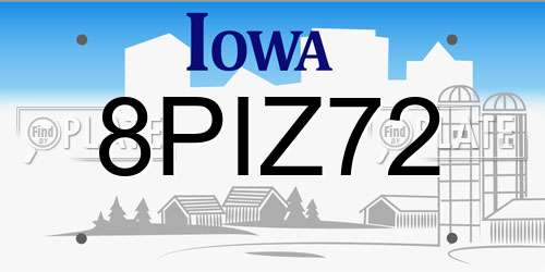 8PIZ72 Iowa License Plate