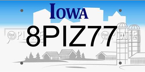 8PIZ77 Iowa License Plate