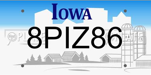 8PIZ86 Iowa License Plate