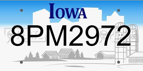 8PM2972 Iowa License Plate