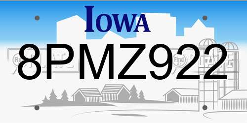 8PMZ922 Iowa License Plate
