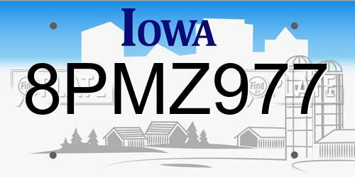 8PMZ977 Iowa License Plate