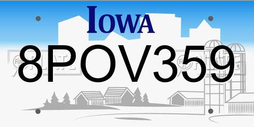 8POV359 Iowa License Plate