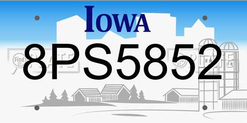 8PS5852 Iowa License Plate