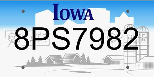 8PS7982 Iowa License Plate