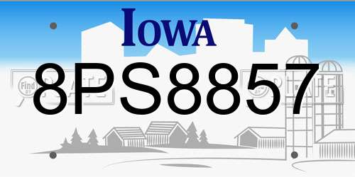 8PS8857 Iowa License Plate