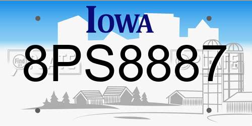 8PS8887 Iowa License Plate