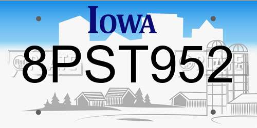 8PST952 Iowa License Plate
