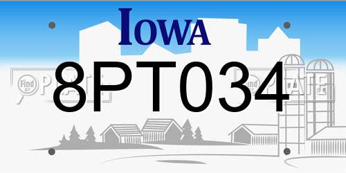 8PT034 Iowa License Plate