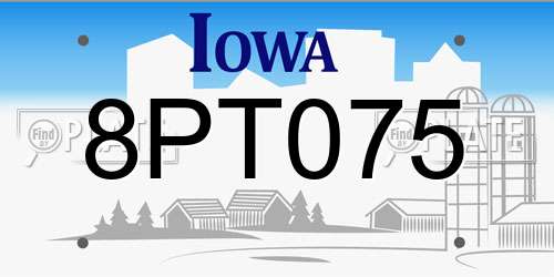 8PT075 Iowa License Plate
