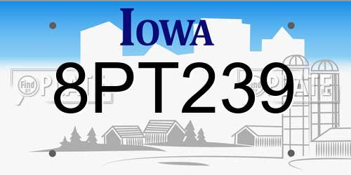 8PT239 Iowa License Plate