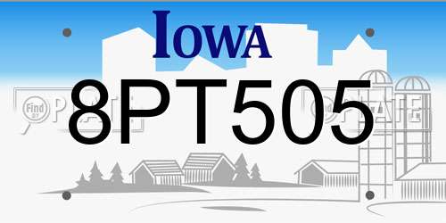 8PT505 Iowa License Plate