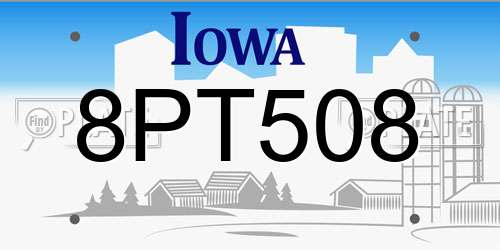 8PT508 Iowa License Plate