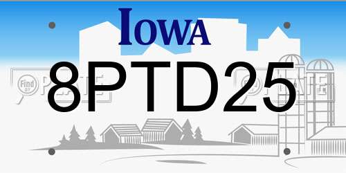8PTD25 Iowa License Plate