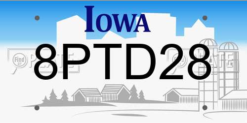 8PTD28 Iowa License Plate