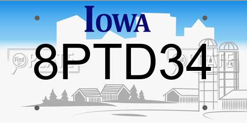 8PTD34 Iowa License Plate