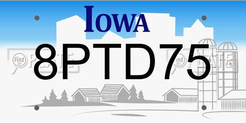 8PTD75 Iowa License Plate