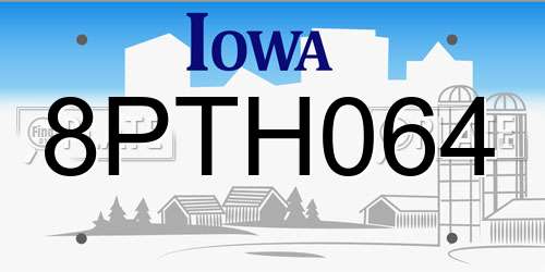 8PTH064 Iowa License Plate