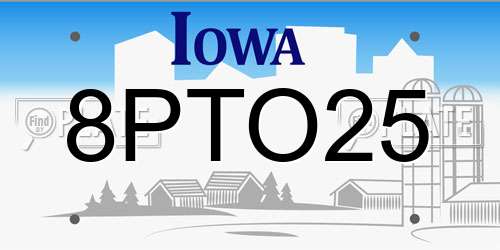 8PTO25 Iowa License Plate