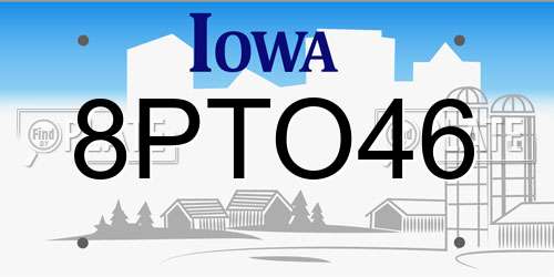 8PTO46 Iowa License Plate