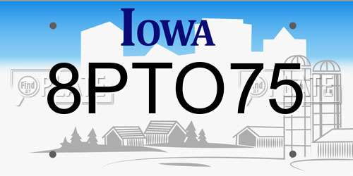 8PTO75 Iowa License Plate