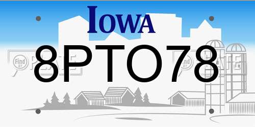 8PTO78 Iowa License Plate