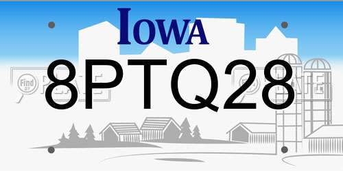 8PTQ28 Iowa License Plate
