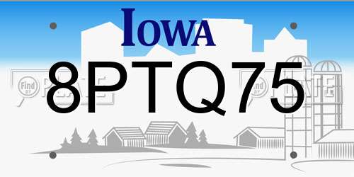 8PTQ75 Iowa License Plate