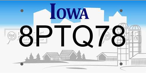 8PTQ78 Iowa License Plate
