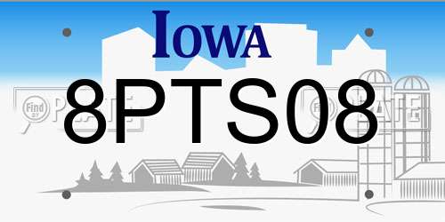 8PTS08 Iowa License Plate