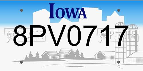 8PV0717 Iowa License Plate