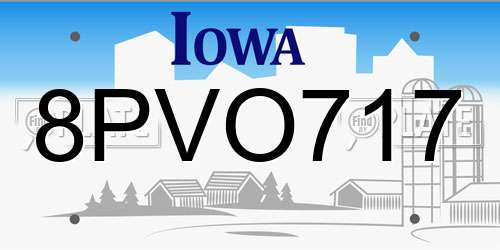 8PVO717 Iowa License Plate
