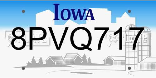 8PVQ717 Iowa License Plate
