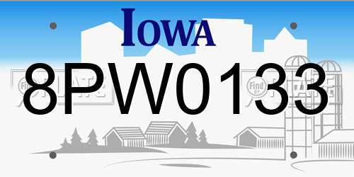 8PW0133 Iowa License Plate