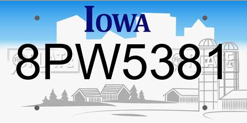 8PW5381 Iowa License Plate