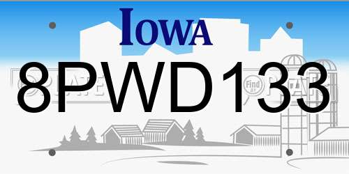 8PWD133 Iowa License Plate