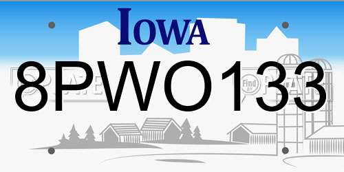 8PWO133 Iowa License Plate