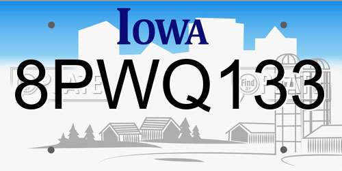 8PWQ133 Iowa License Plate