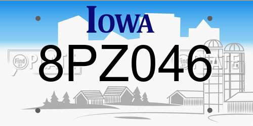 8PZ046 Iowa License Plate