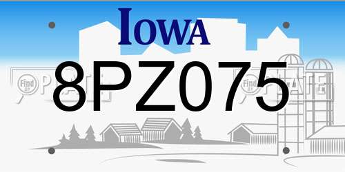 8PZ075 Iowa License Plate