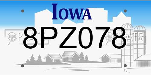 8PZ078 Iowa License Plate