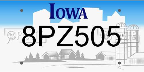 8PZ505 Iowa License Plate