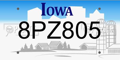 8PZ805 Iowa License Plate