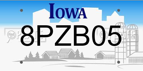 8PZB05 Iowa License Plate