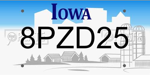 8PZD25 Iowa License Plate