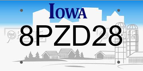 8PZD28 Iowa License Plate